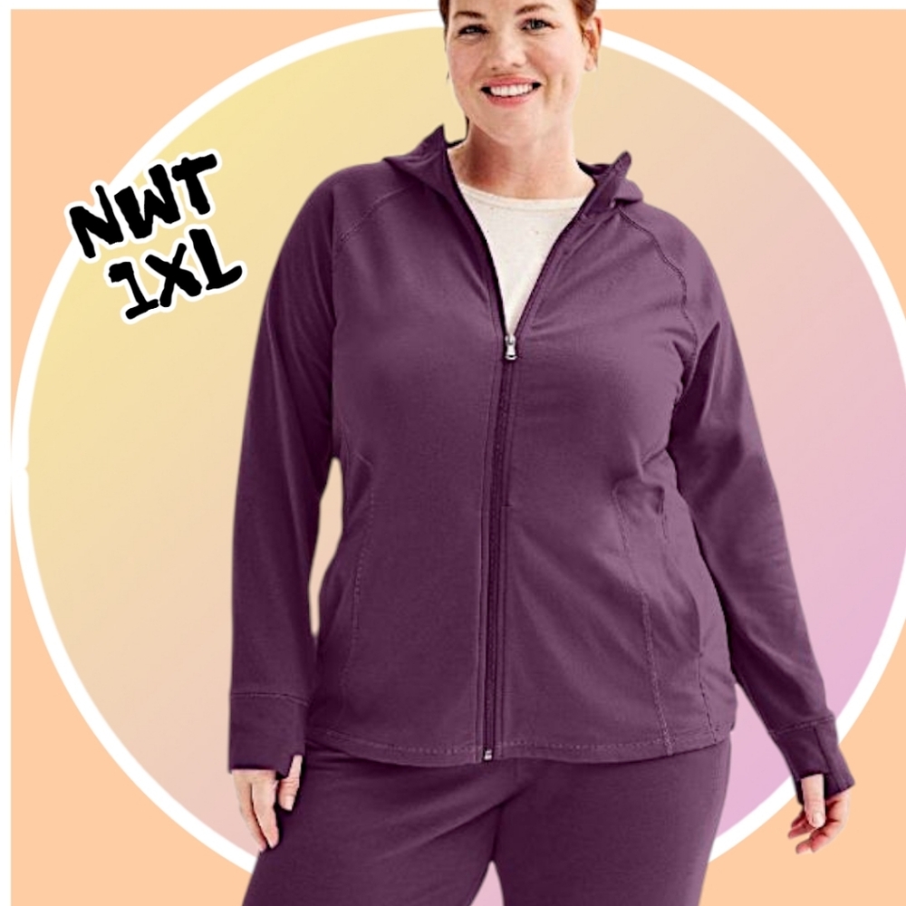 NWT 1XL Full Zip Up Hoodie Jacket w Pockets